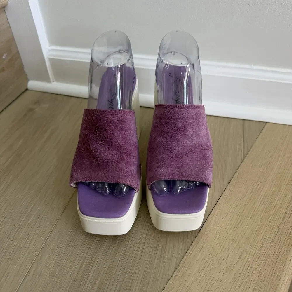 Free People Suede Zoe Platform Orchid Pavillion Women’s Size 39 Made In Italy
